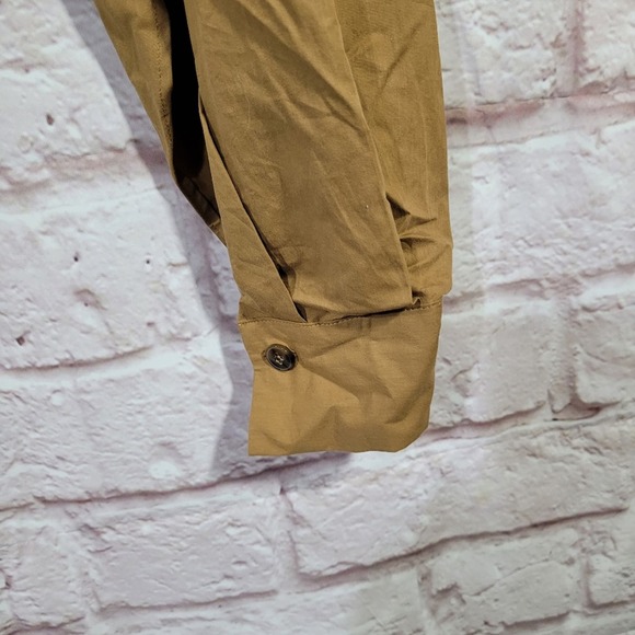 Zara Dark Tan Long Sleeve Cropped Poplin Button Front Shirt - Picture 6 of 14